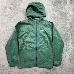 Columbia Windbreaker Kids L Green Excellent Packable Lightweight Jacket RB3416